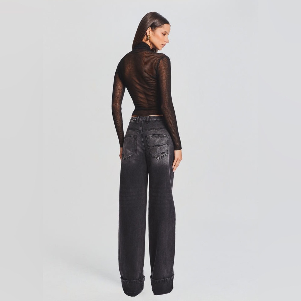 SER.O.YA Margot Cuffed Wide Leg Jeans Midnight Distressed NWOT Size 26 Revolve - Picture 2 of 12